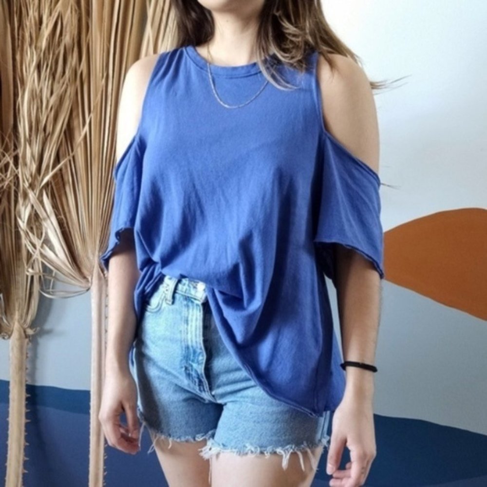 New Free People Open Back Wrap Tee Purple